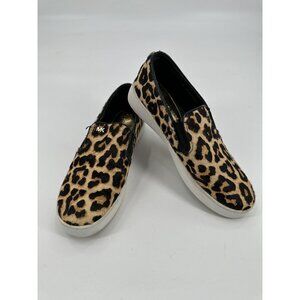 Michael Kors Animal Print Sneakers Faux Hair Brown Black Slip On 6.5M